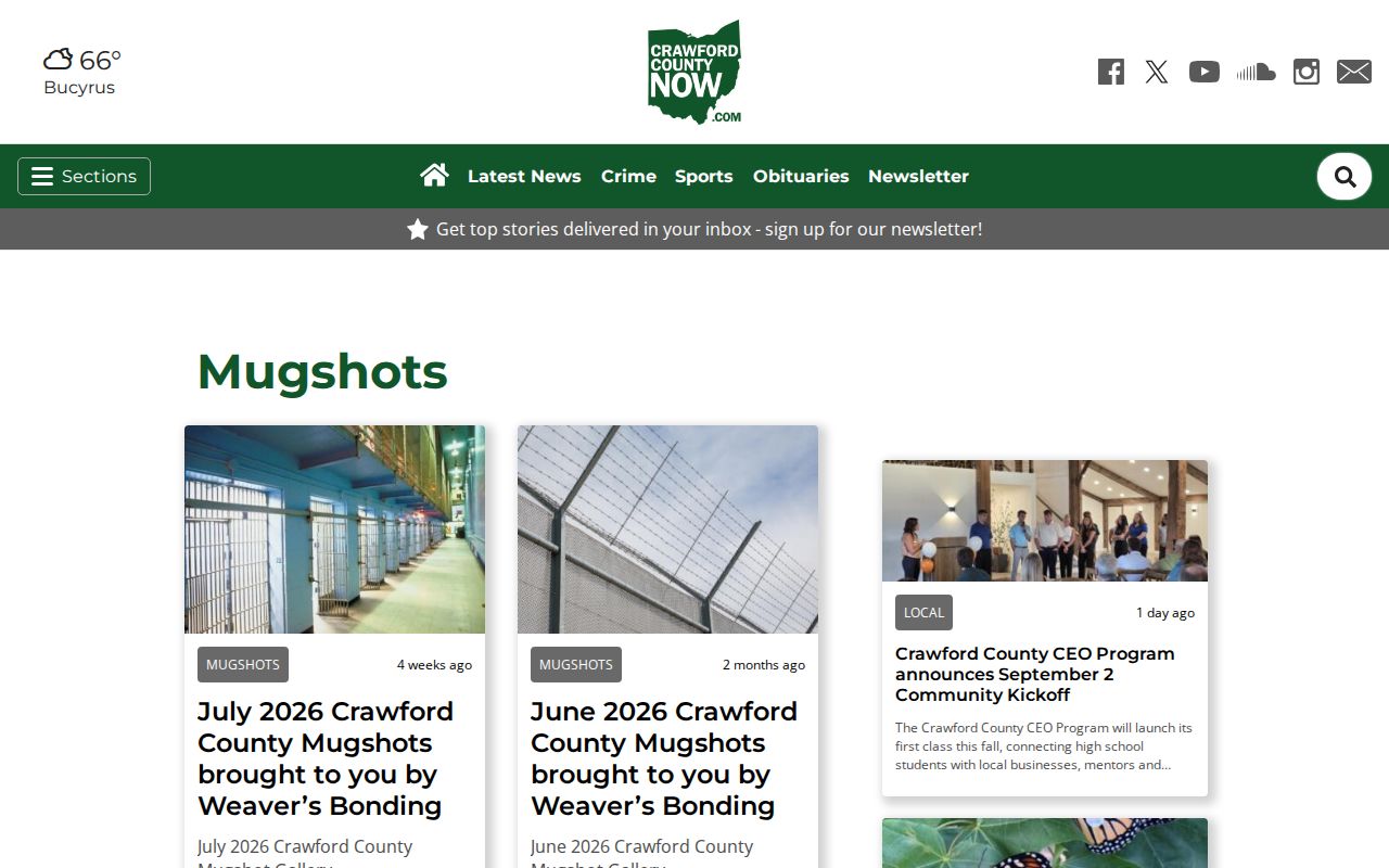 Crawford County crime news source showing the Crawford County Now mugshots category