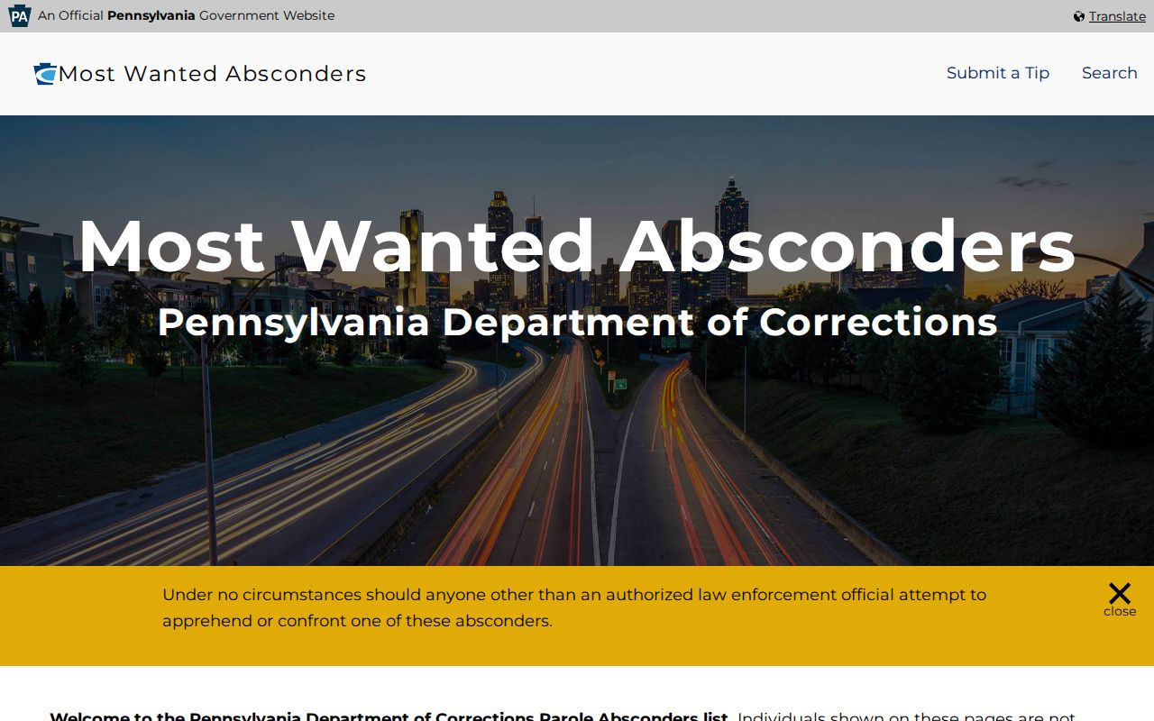 Pennsylvania PA DOC absconders source relevant to Crawford County wanted record research