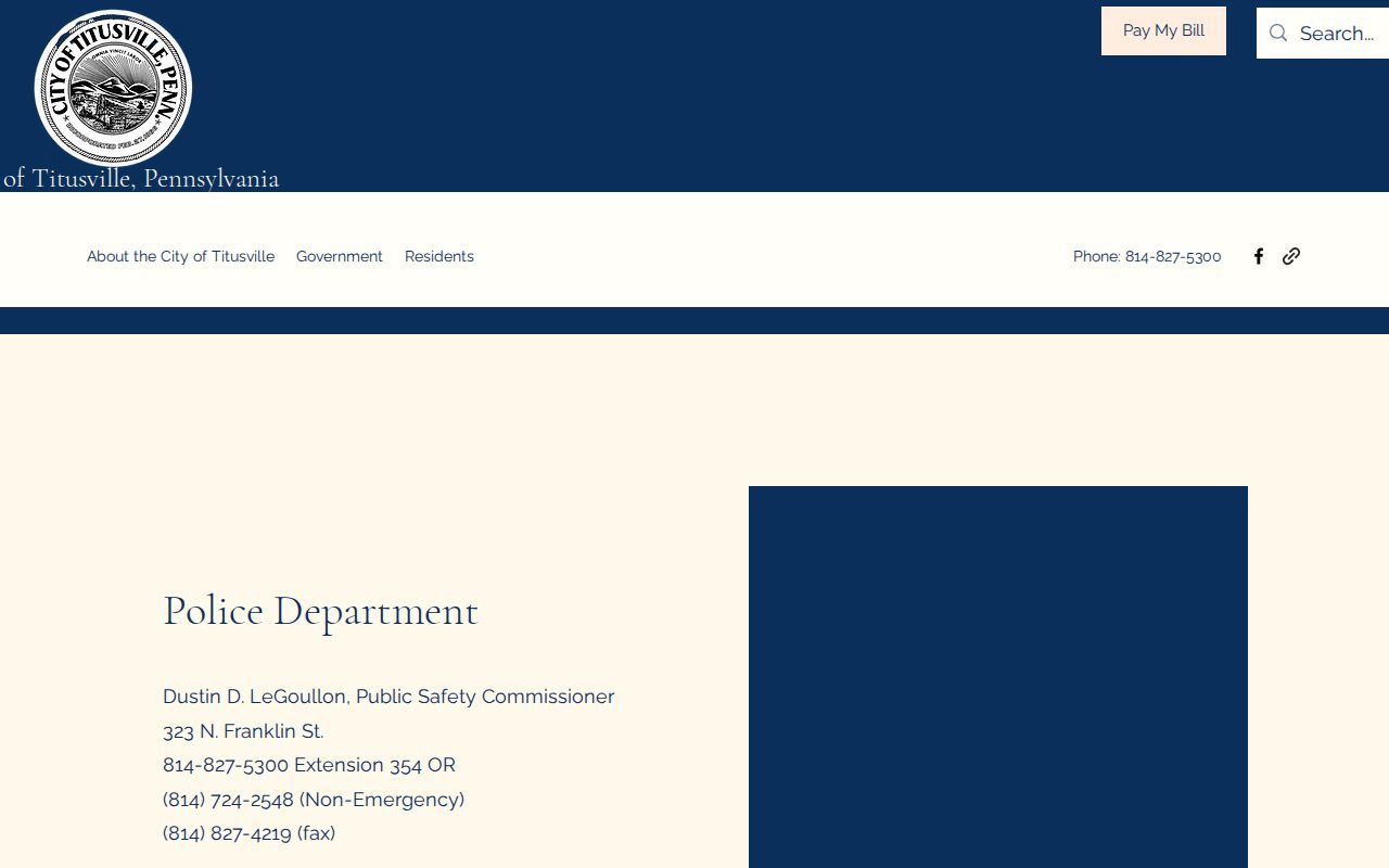 Titusville Police Department official city webpage